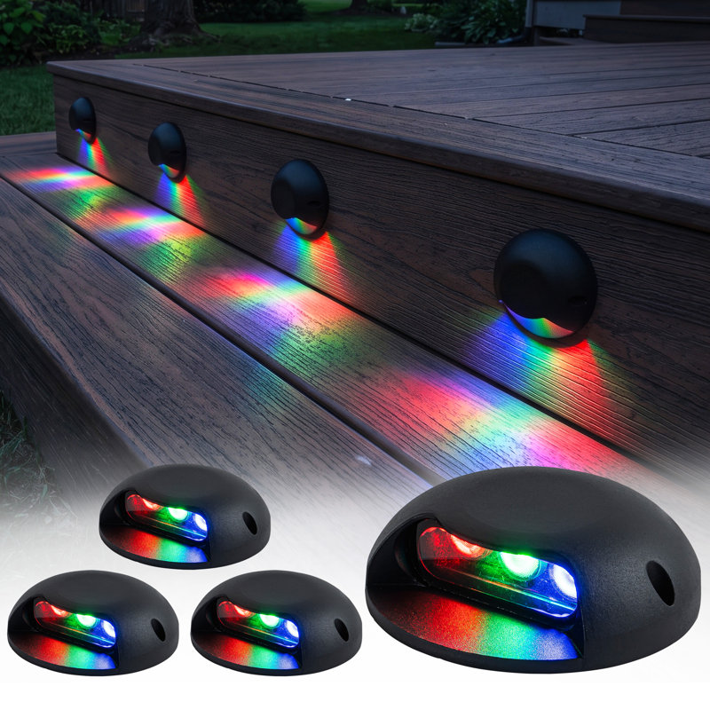 4.75" Matte Black RGB LED Step Light, Low Voltage