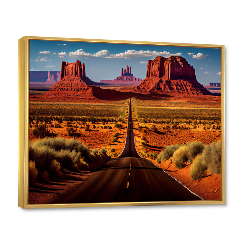 Monument Monument Navajo Spirit - paysages, impressions d'art mural, Cadre flottant doré, H 24 po x l 32 po x P 1 po