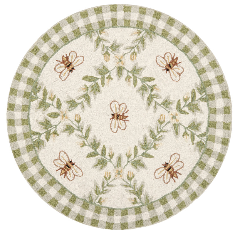 Elara Floral Handmade Wool Area Rug, Round 3'