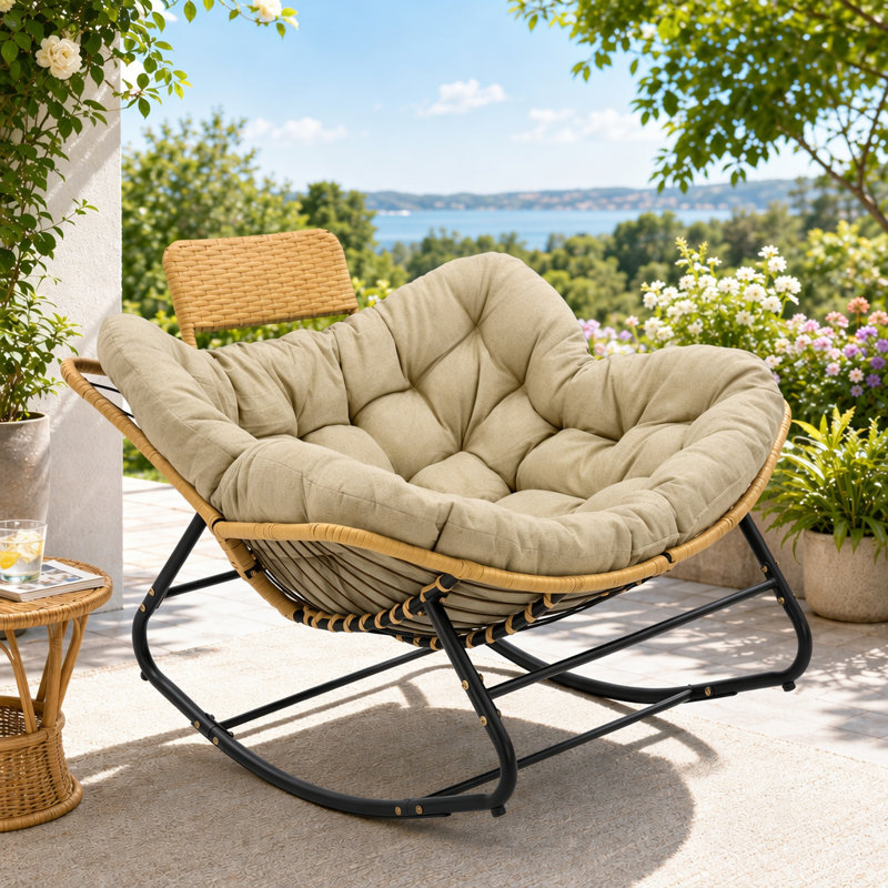 Chaise d'extérieur en osier, Khaki
