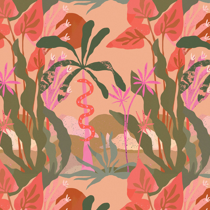 " Pink Jungle " by Superblooming, 12" H x 12" W