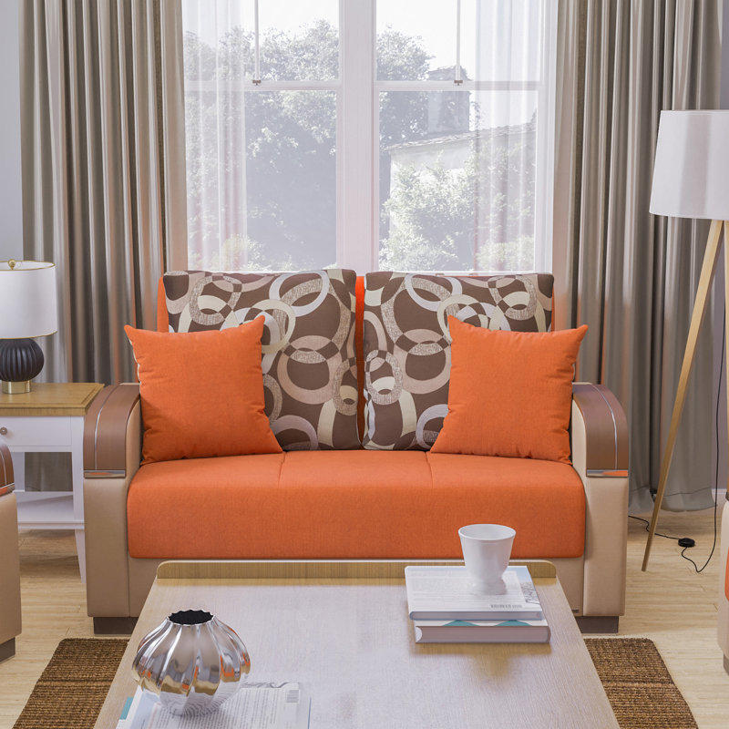 Causeuse convertible avec rangement Primenest, Orange, Brun