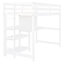 Lit mezzanine simple blanc avec tablettes, bureau, espace d'écriture. Fabrication en bois massif. Faites de votre espace. Idéal pour la culture. Capacité de poids de 300 lb - Tableau de couleurs-134640695-134640696