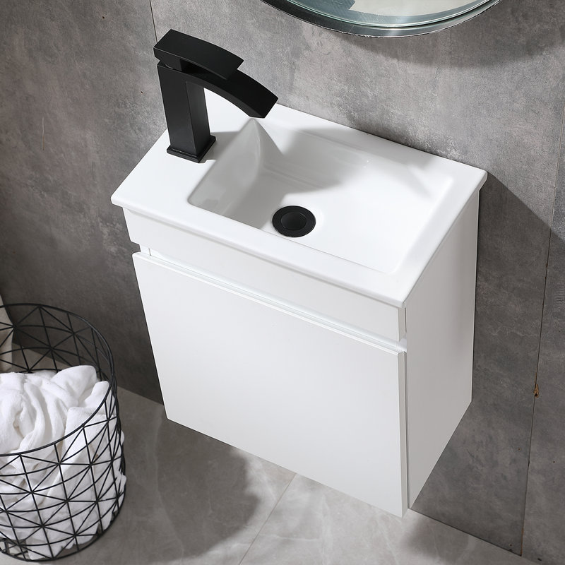 Meuble-lavabo simple mural 18 po avec plateau en céramique Laikynn