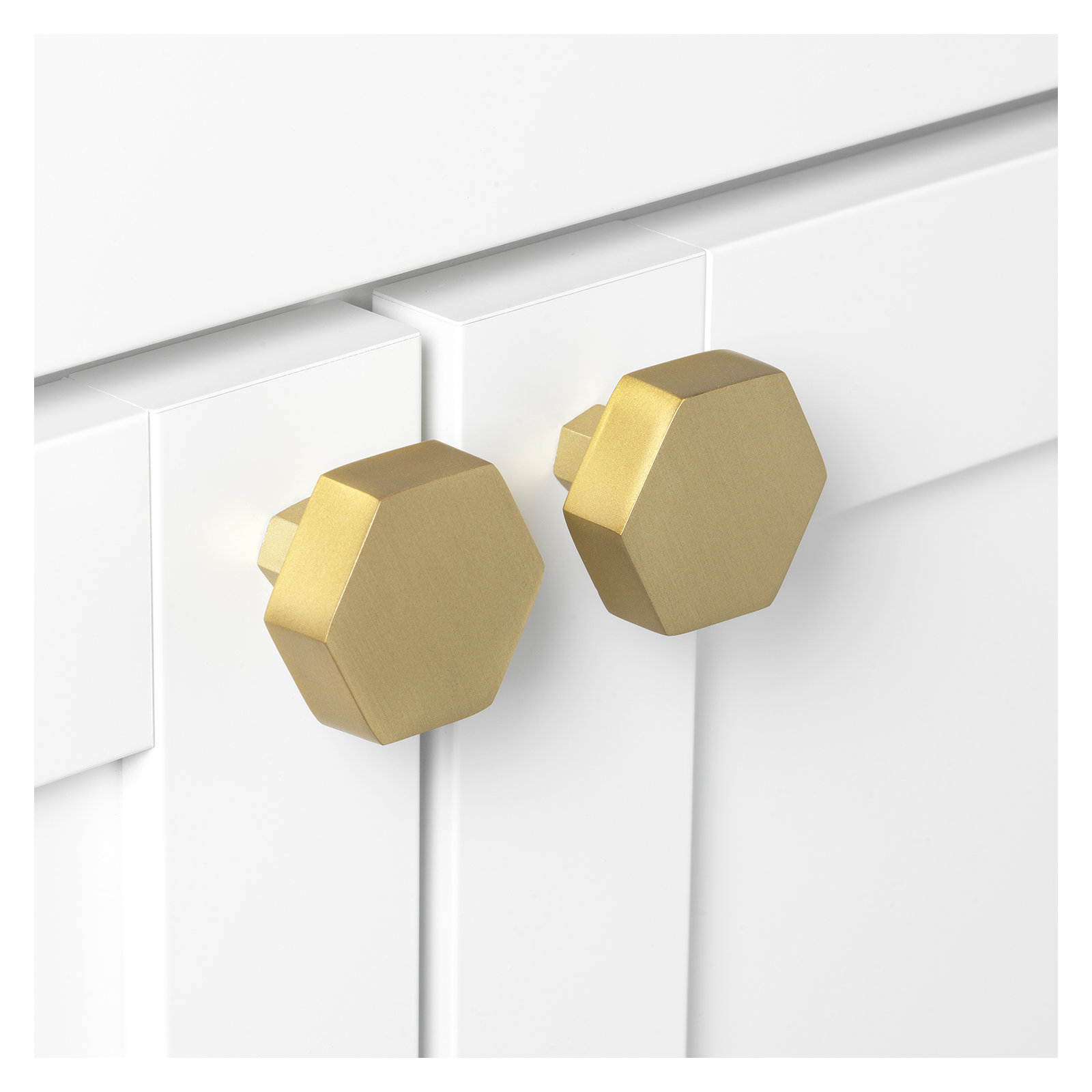 1 1/2" Length Geometric Knob Multipack, Satin Gold