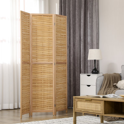 Paravent tissé à la main, paravent en bambou à 3 panneaux pour bureau à domicile, 47,25 po x 67 po x 0,75 po, naturel