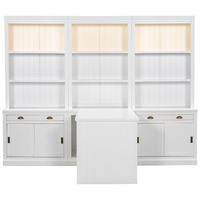 Ensemble de bibliothèque polyvalent en bois massif de style moderne pour la maison et le bureau