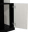Lit escamotable double avec bureau, tablettes et armoires de rangement, noir et blanc