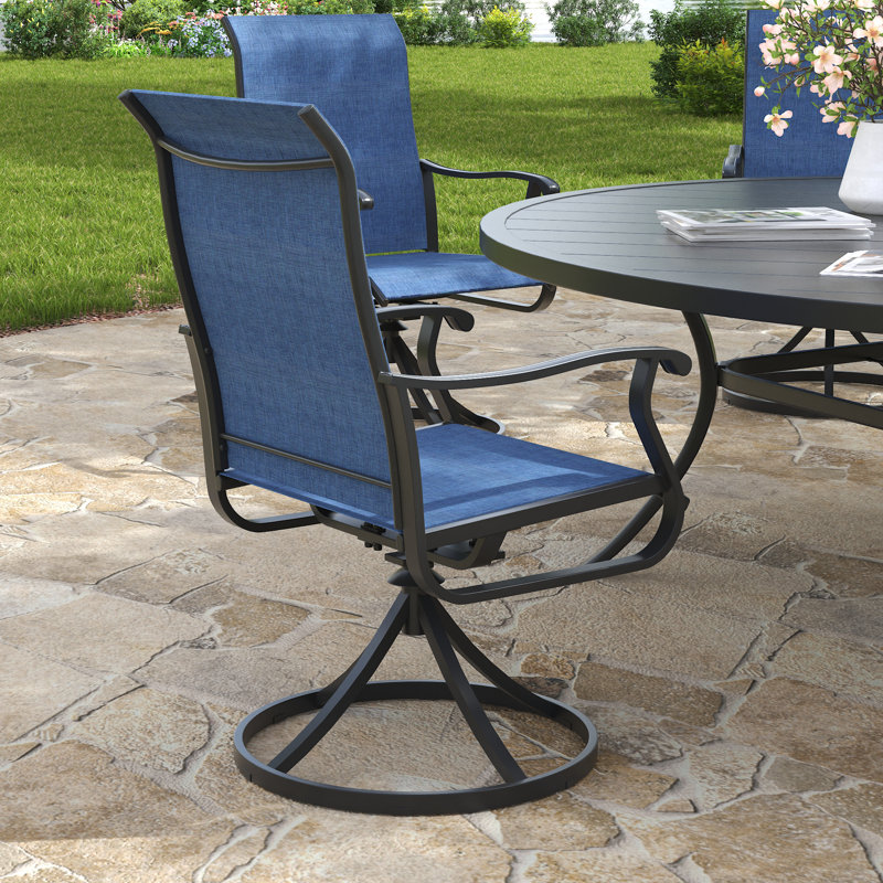 Ensemble repas d'extérieur carré pour 4 personnes 4 personnes, Noir, Blue/Black