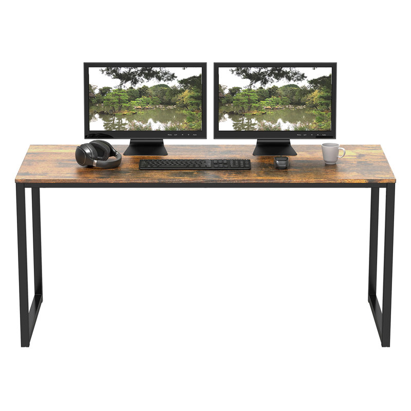 Morrel Rectangle Writing Desk, 28" H x 48" W x 24" D, Rustic Brown/ Black