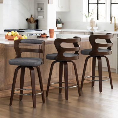 Mundrae Swivel Solid and Manufactured Wood Barstool