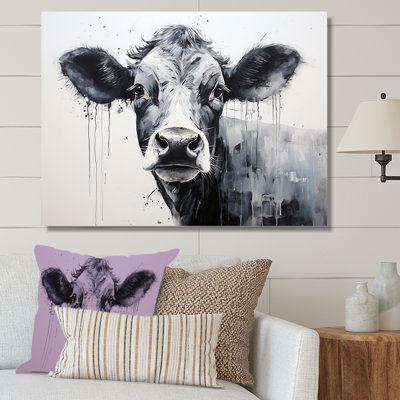 Minimalisme noir et blanc «I» - Vache, art mural