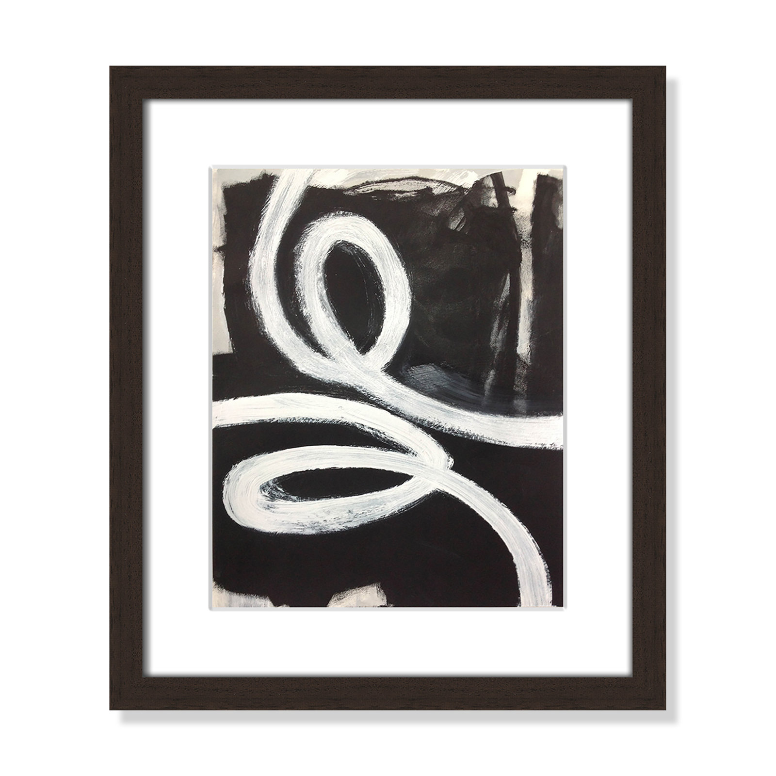 Bronte "Swirly Swirls I" Print, 15" H x 13" W x 2" D, Walnut Box Framed, Yes