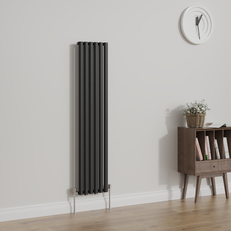 Shoshana Vertical Oval Panel Radiator, 1, 160cm H x 35.4cm W, Normal Black