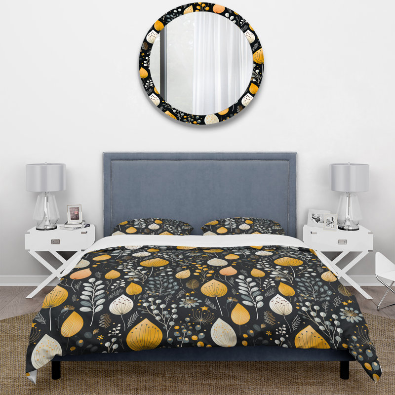 Ensemble de housse de couette en toile noire et jaune, Housse de couette pour très grand lit et 2 très