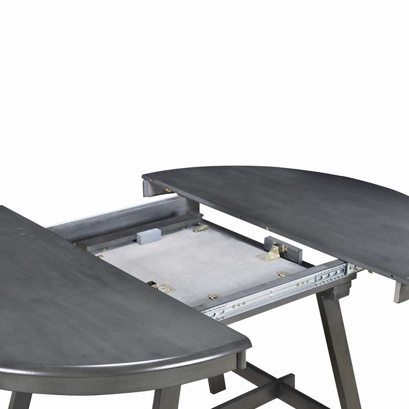 Table de salle à manger extensible en bois d'hévéa massif Jezel, gris