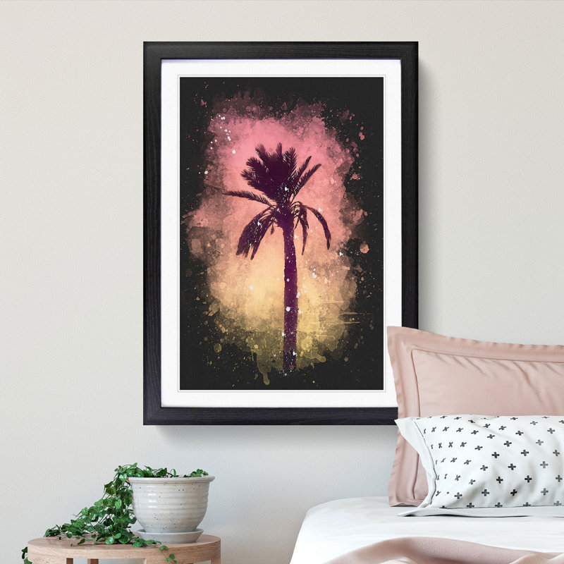 'Summertime Palm Tree' - Picture Frame Graphic Art Print, 87cm H x 62cm W x 2cm D, Black Framed