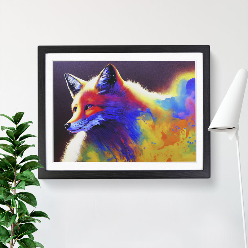 Mind Bending Fox Abstract - Single Picture Frame Print, Black Framed, 25cm H x 34cm W x 2cm D