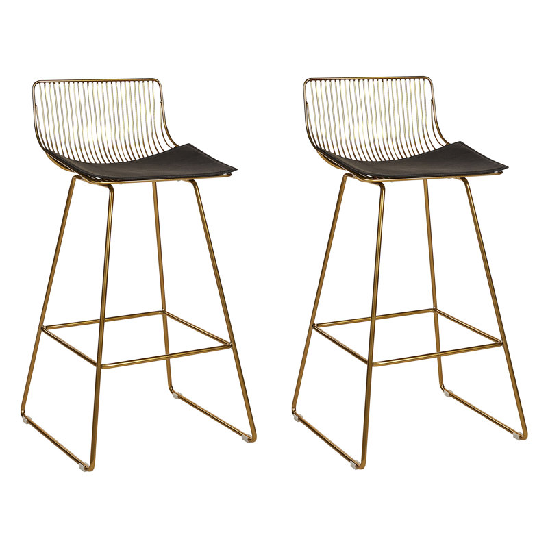 Caillier Upholstered Counter Stool with Metal Frame, Gold
