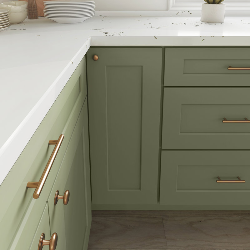 Armoire d'angle à base basse, L 36 po x H 34,5 po x P 24 po, Vert sauge