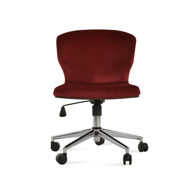 Chaise de bureau Amed Plus, Cerisier, Chrome chrome, Velours