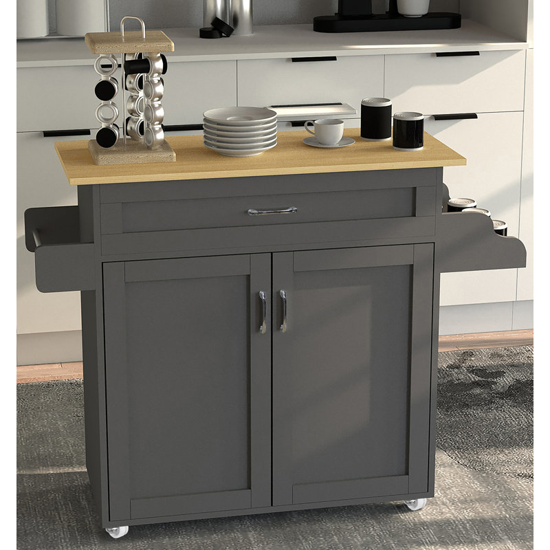 Sykesville Wood Kitchen Cart, Black