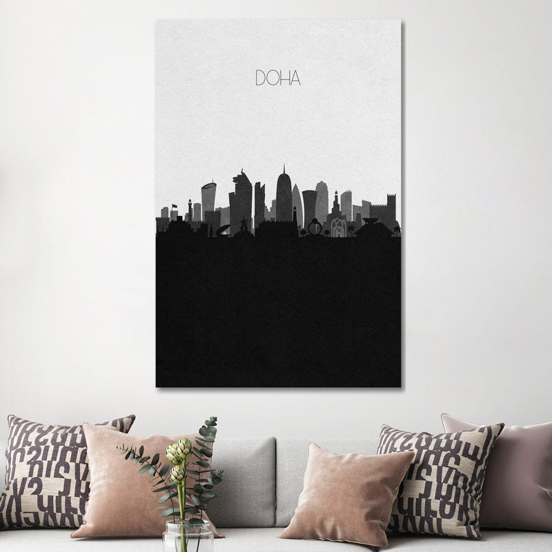 Doha, Qatar City Skyline by Ayse Deniz Akerman - Print on Canvas, Wrapped Canvas, 30.48 cm H x 45.72 cm W