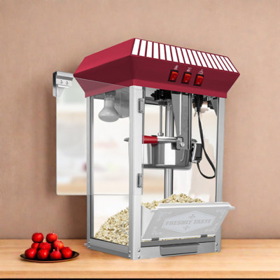 Machine à maïs soufflé commerciale 12 onces en acier inoxydable avec verre, plateau chauffant, 800 W