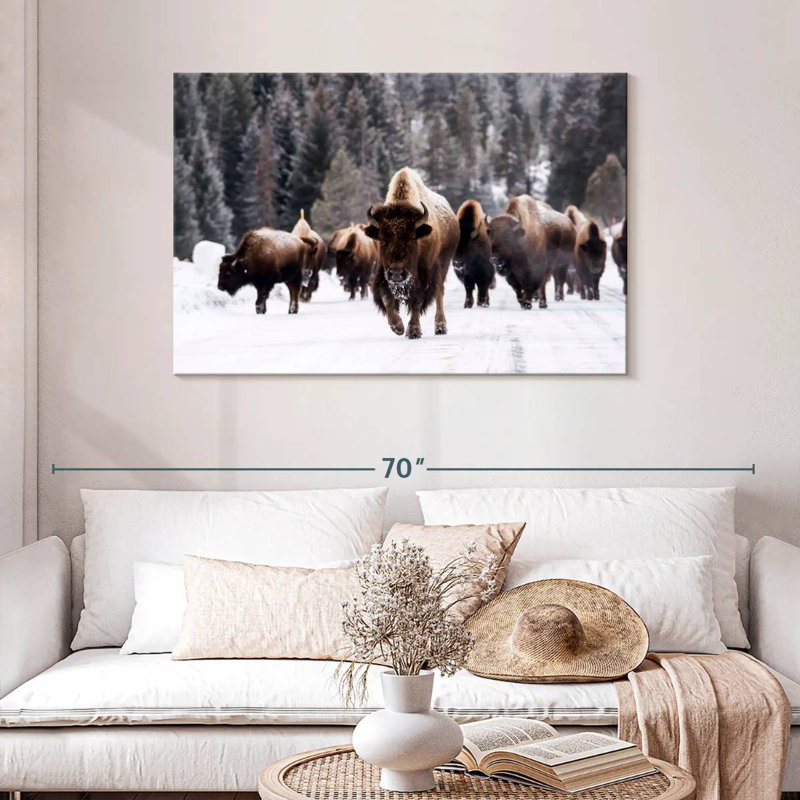 Bisons d'hiver, H 30 po x l 45 po