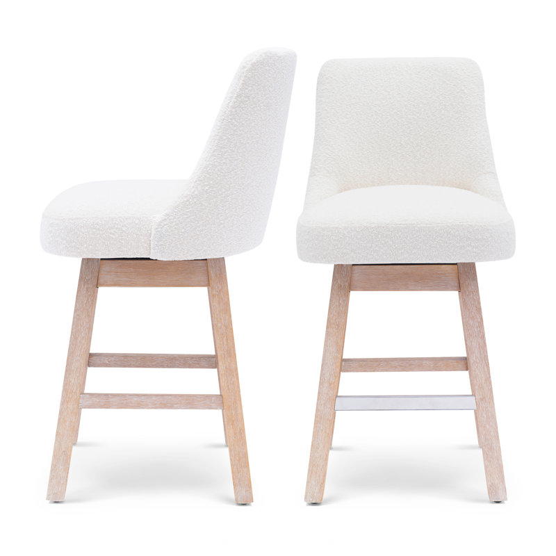 Tabouret de comptoir pivotant 26 po Breann, Crème