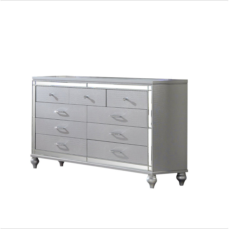 Commode à 6 tiroirs Sterling, Argent argent