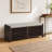 Rustic Entryway Storage Bench With Cushion - Shutter Door Organizer For Shoes And Accessories-199353377
