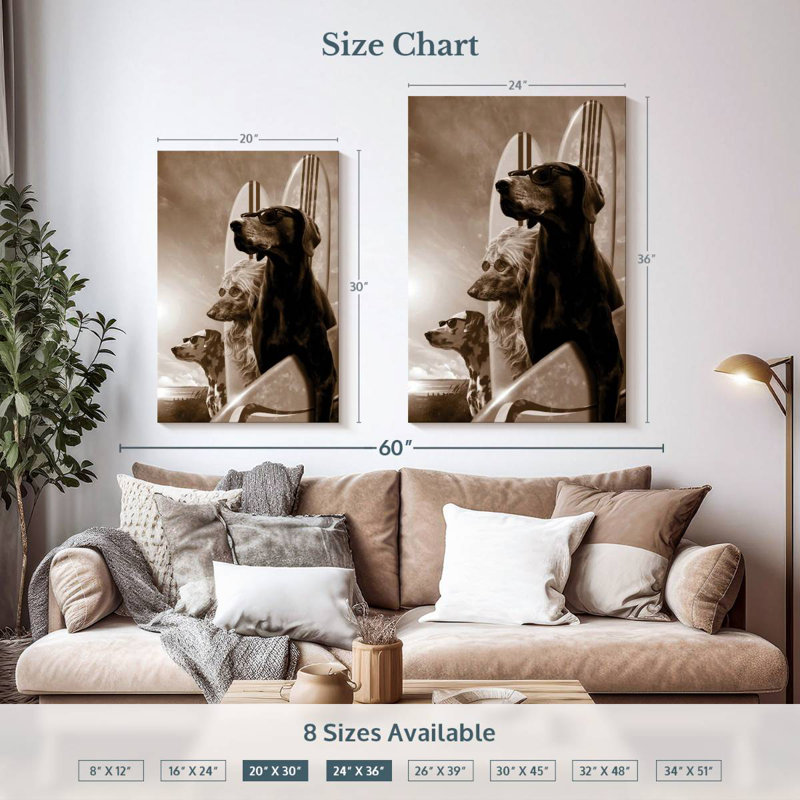Ketti Surfing Dogs, 36" H x 24" W