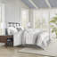 Ensemble d'édredon surdimensionné en jacquard de coton 6 pièces blanc / gris-119922302