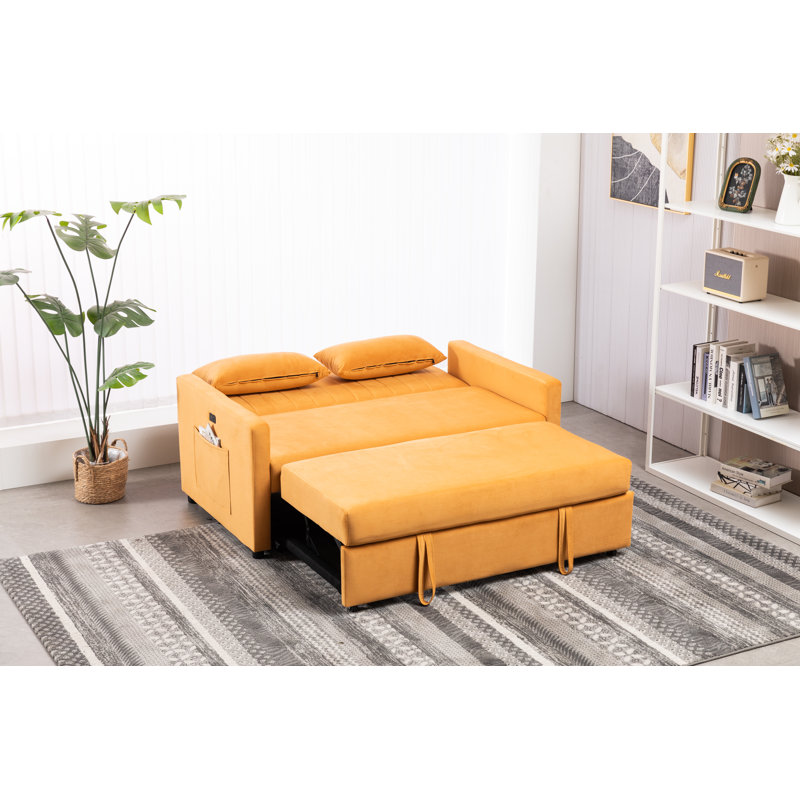 Kusilvak 58'' Velvet Sofa, Orange