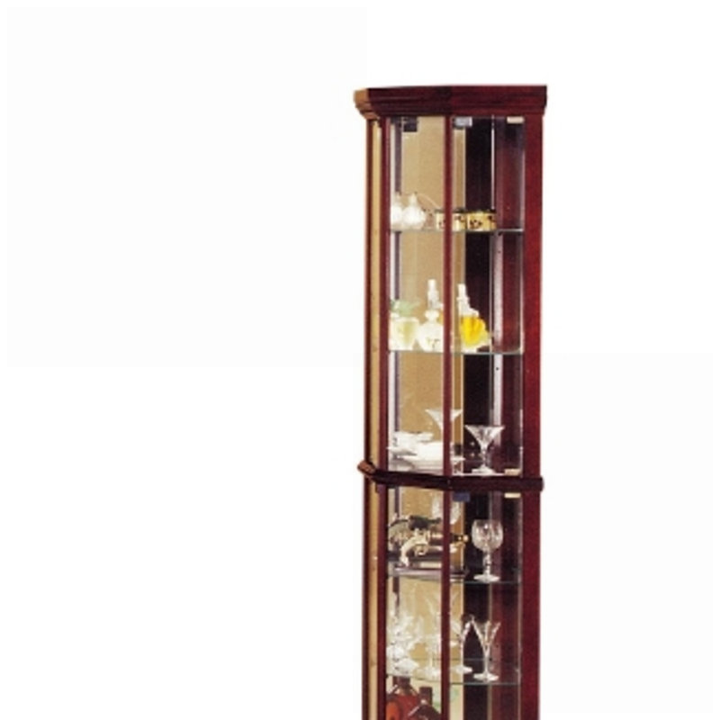 Vitrine de coin, fini cerisier traditionnel, 4 portes en verre | Cerise | Bois synthétique