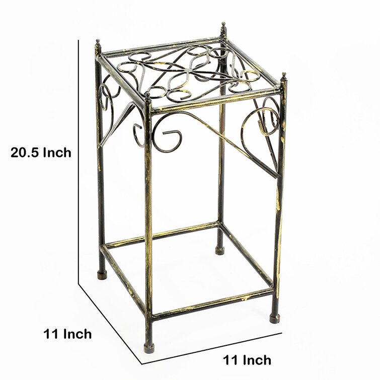 13 in Small Lattice Square Cast Iron Plant Stand 