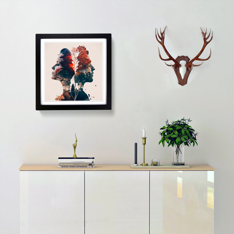 Lovers Double Exposure - Framed Print, Black