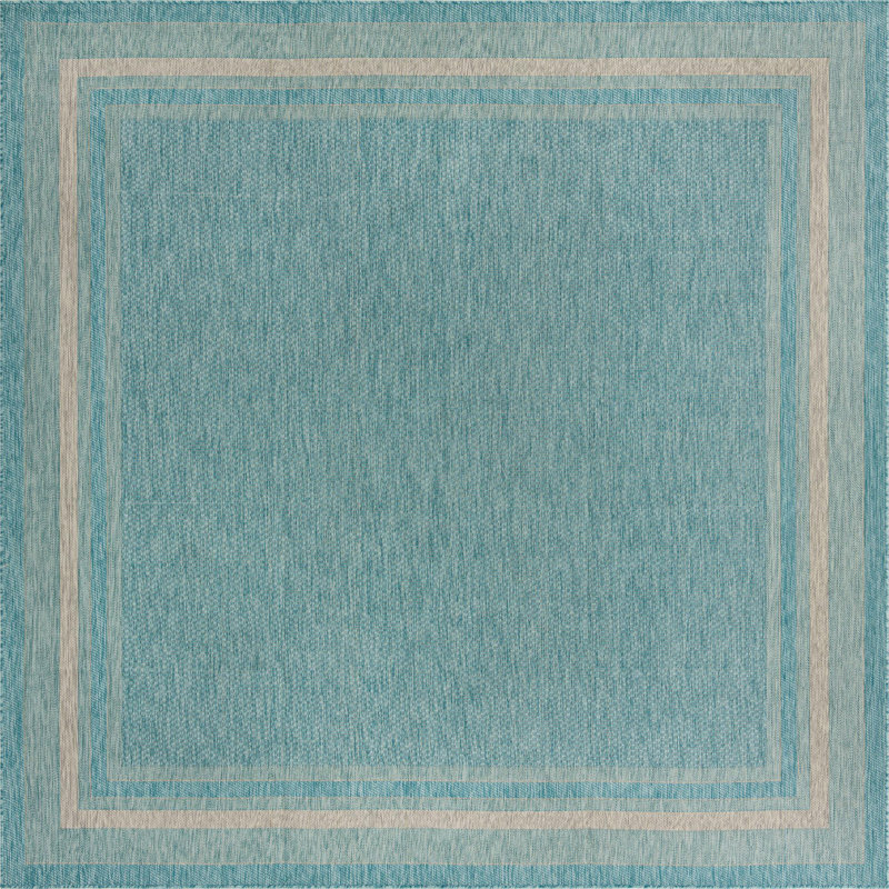 Tapis extérieur d'extérieur couleur turquoise, Carré 10 pi 8 po