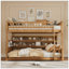Lit double superposé au-dessus de grand lit double avec tablettes intégrées, lumières à changement de couleur et panneau perforé, brun-130092387