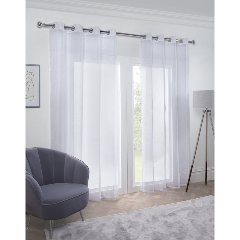 Kellie Sheer Curtain Single Panel, 145 W x 228 D cm, White