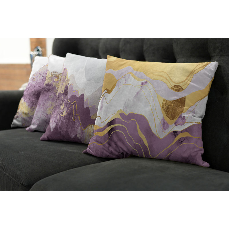 Housse de coussin Minden, 20 po x 20 po, Moutarde / mauve