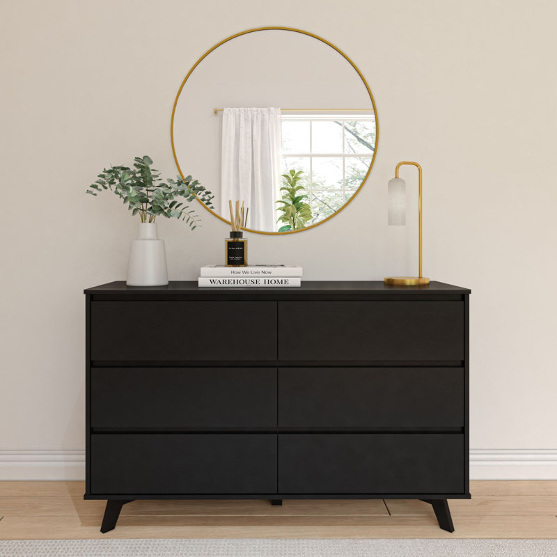 Lauritzen Scandinavian 6-Drawer Dresser, Black
