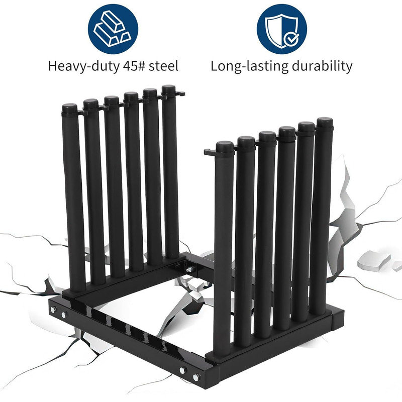 Steel Windshield Rack with 5 Slots, Safety Foam Pads & Soft Rubber Finger Locks, Includes 1×2m Elastic Band + 3/8-Inch Thick Floor Mat, for Auto Repair Shop, Windshield Storage & Transportation
