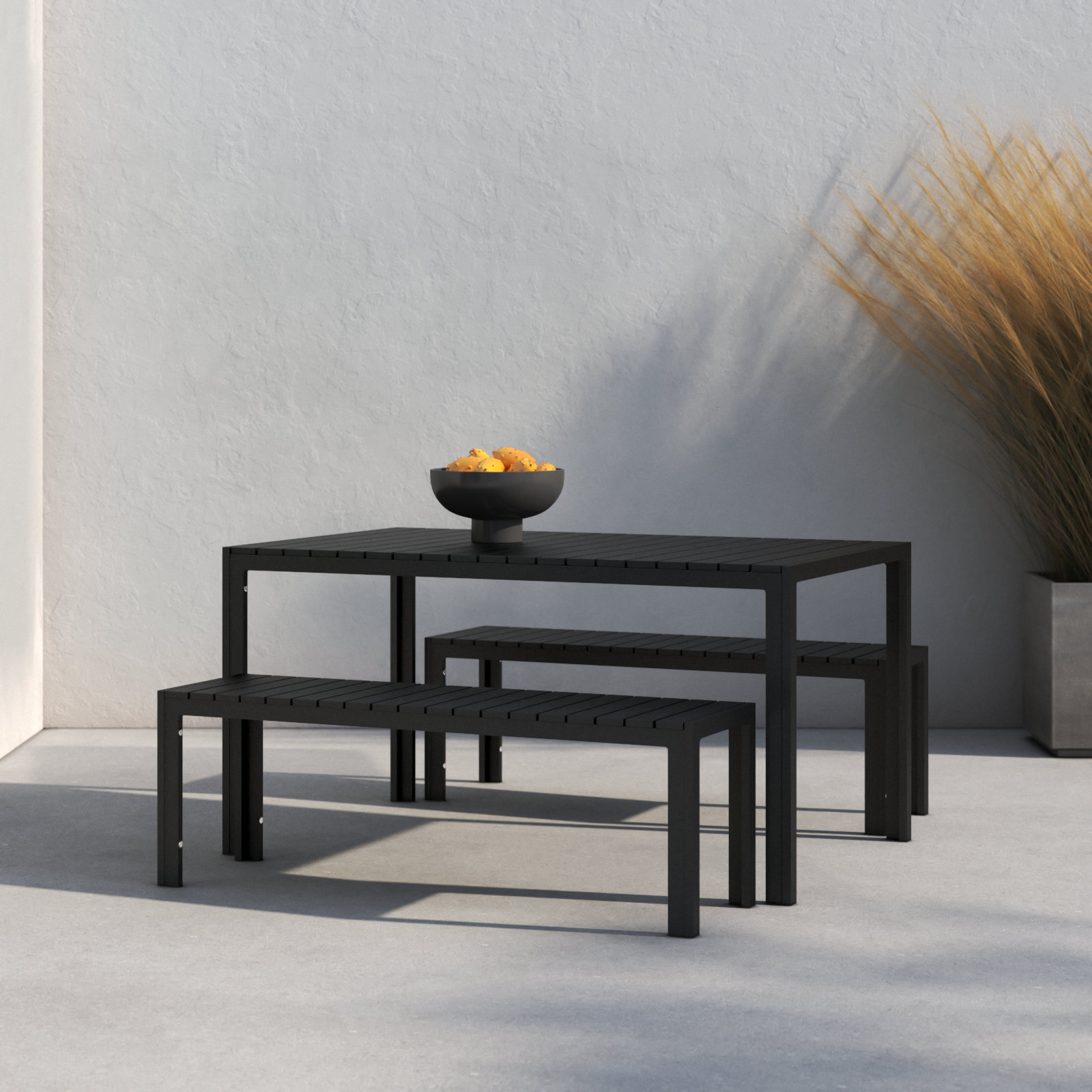 Joel 59" Patio Dining Set, Black