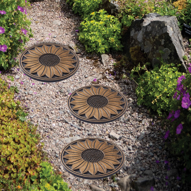 Weather Resistant Rubber Sunflower Stepping Stone