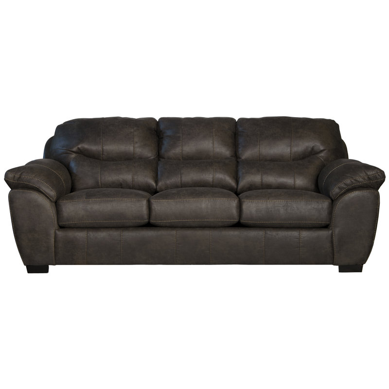 Shamima 96" Pillow Top Arm Sofa with Reversible Cushions, Steel Faux Leather, Sofa