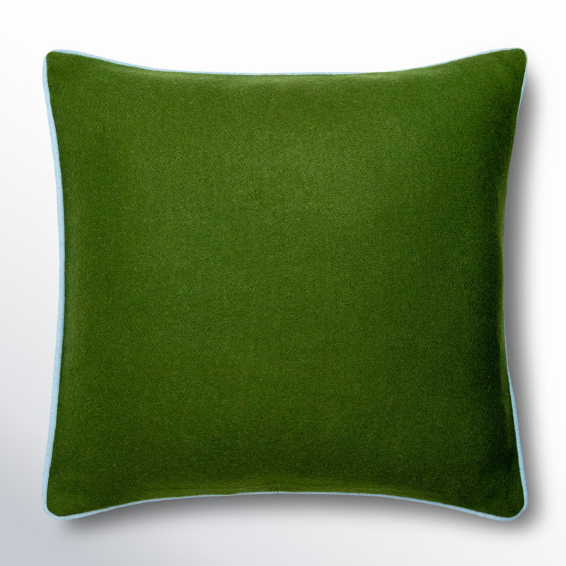 Coussin Lombard, Vert gazon / denim, Duvet, 22 po x 22 po