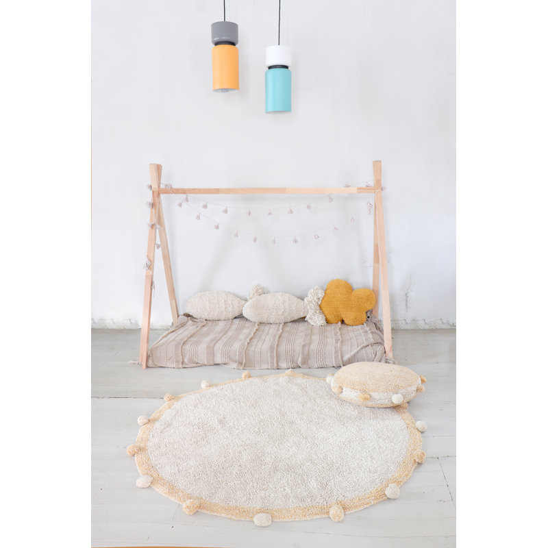 Hand Tufted Cotton Area Rug in Brown/Gray