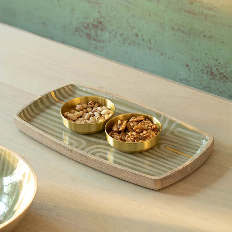 Platter | Running Stripes Wooden Platter | 12.5x6.9"